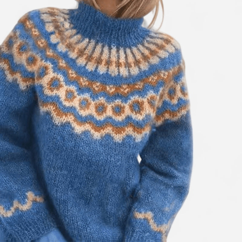 Chandail jacquard col montant
