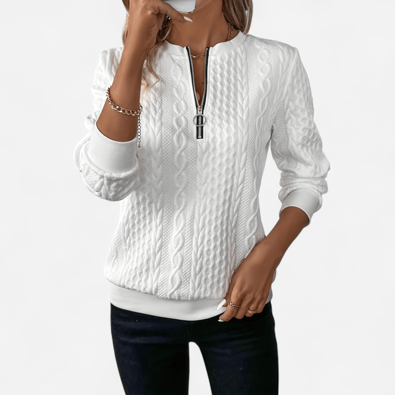 Chandail demi-zip en tricot torsadé