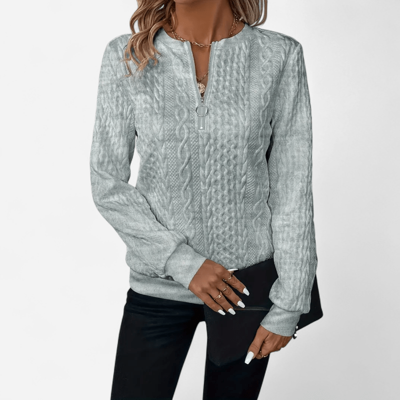 Chandail demi-zip en tricot torsadé