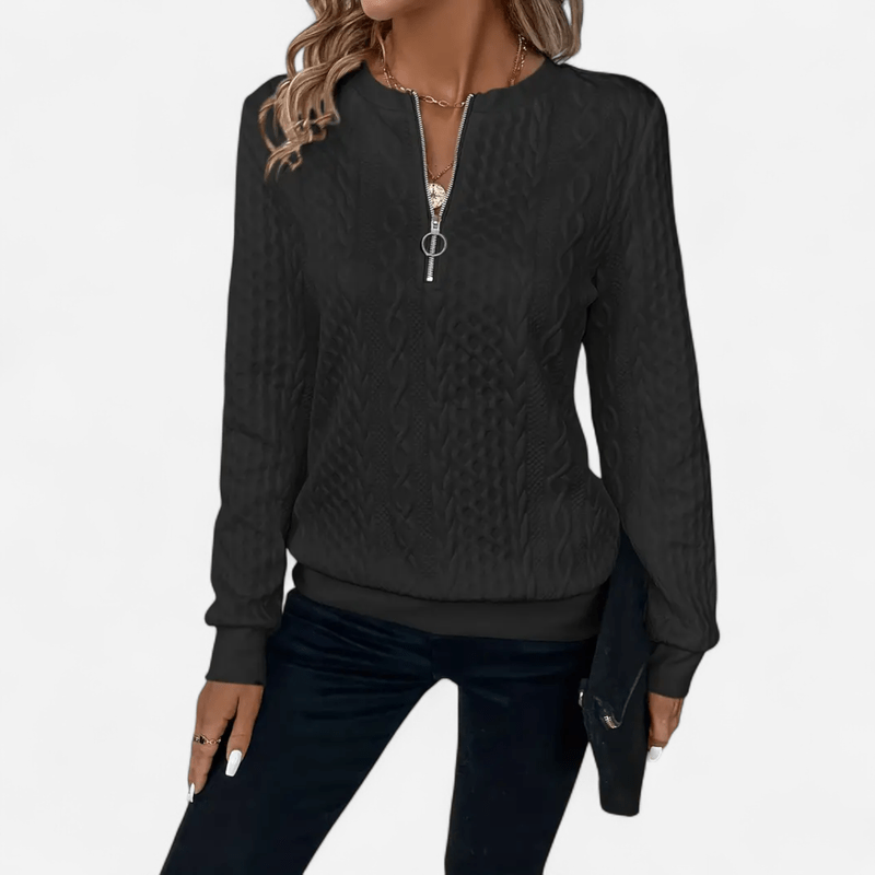 Chandail demi-zip en tricot torsadé
