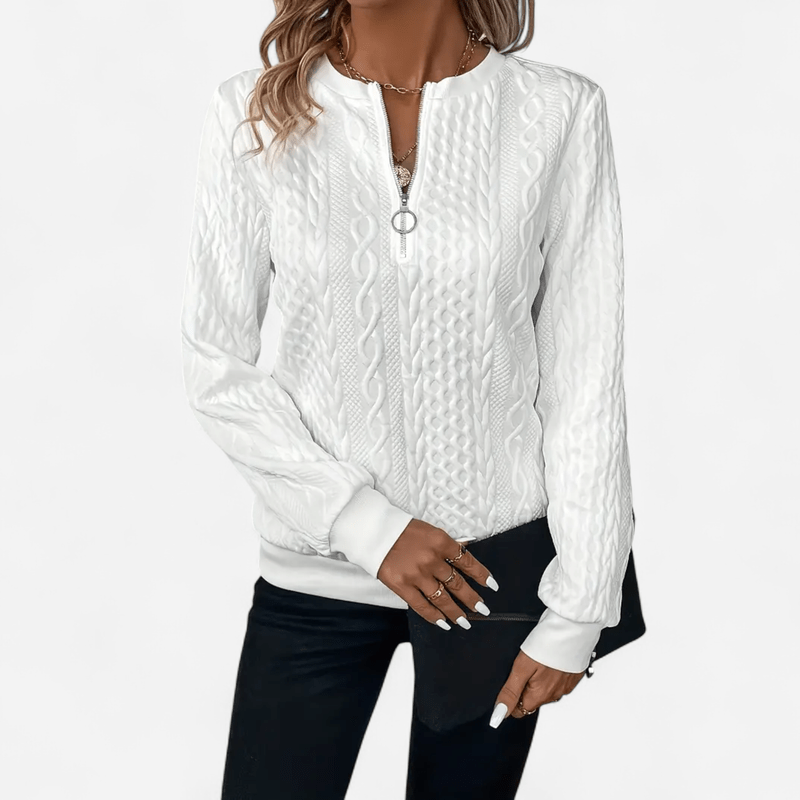 Chandail demi-zip en tricot torsadé