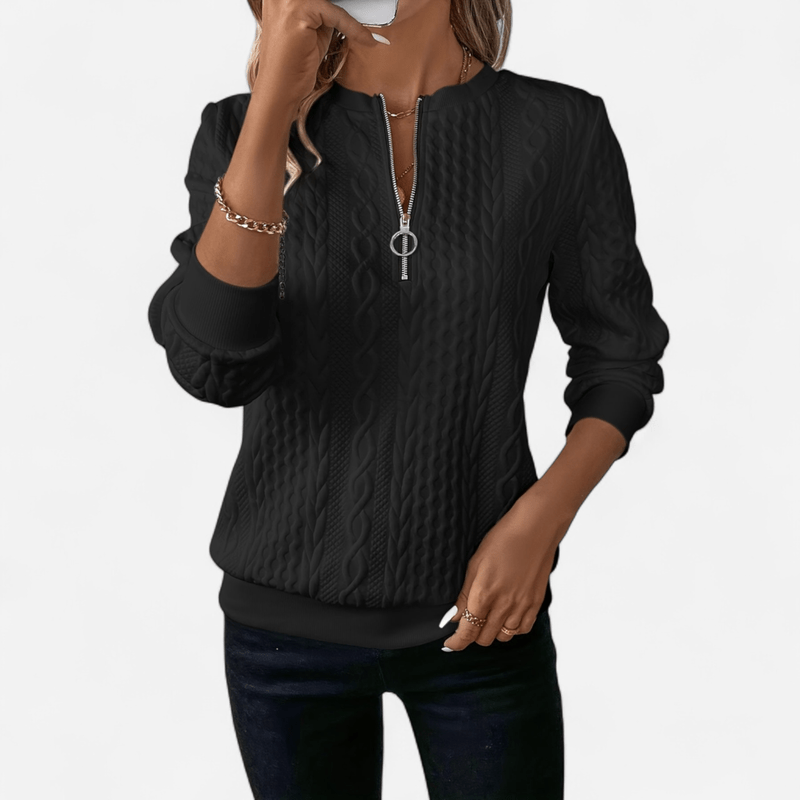 Chandail demi-zip en tricot torsadé