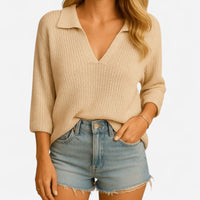 Chandail col polo en tricot léger