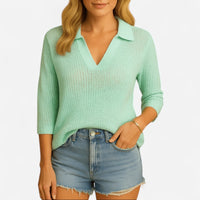 Chandail col polo en tricot léger