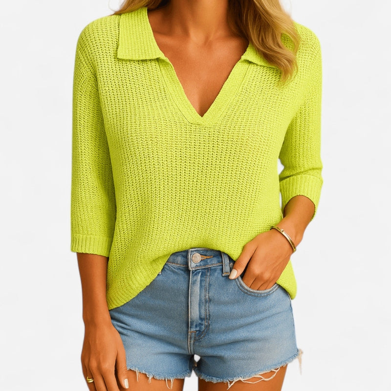 Chandail col polo en tricot léger