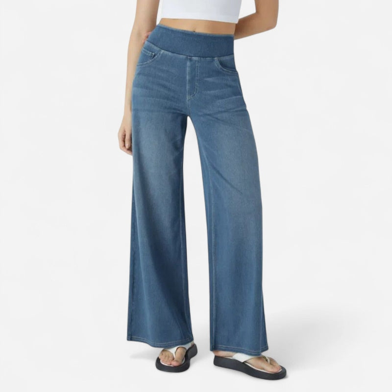 Jeans large taille haute