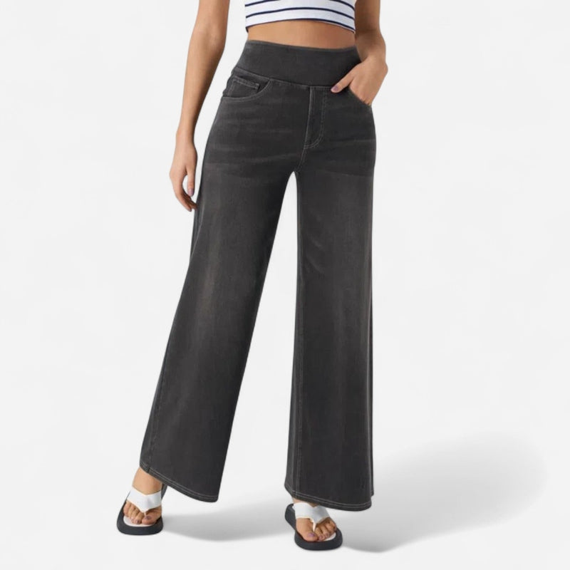 Jeans large taille haute