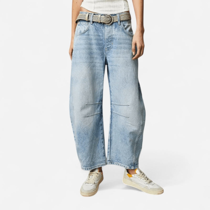 Jeans baggy taille haute