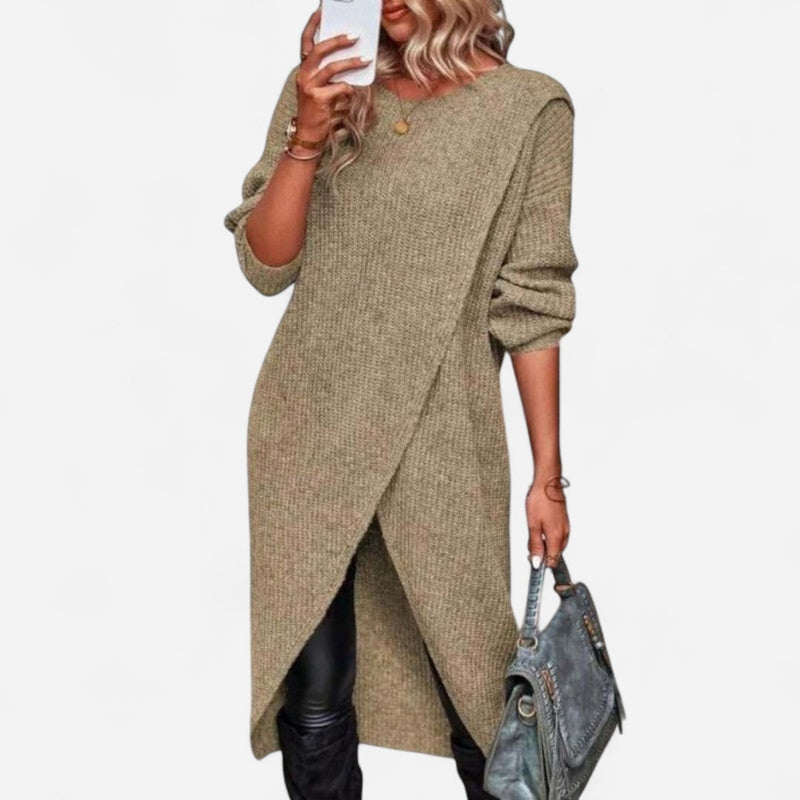 Robe en tricot longue asymétrique
