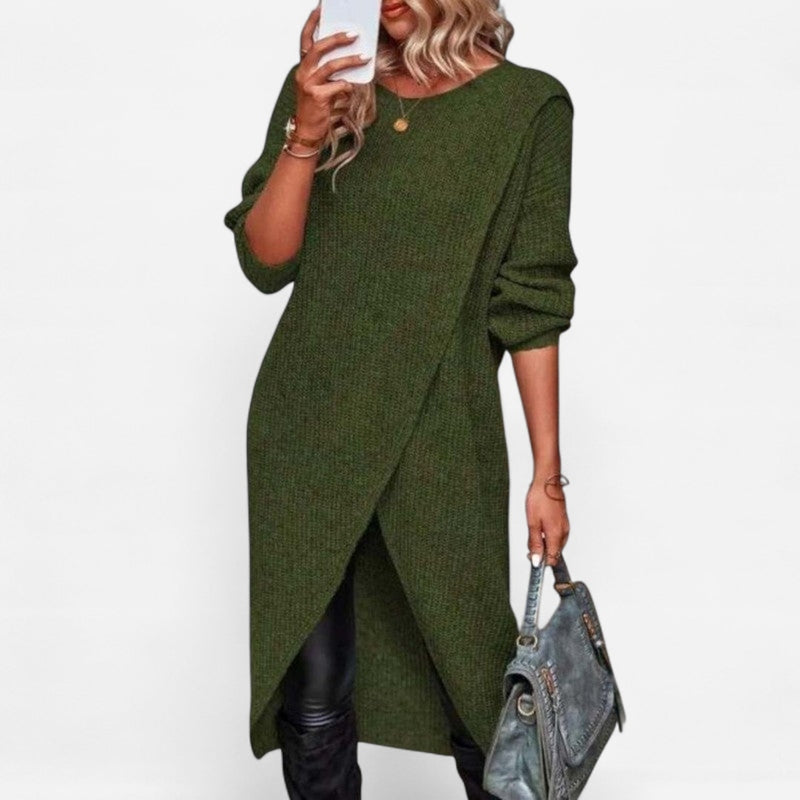 Robe en tricot longue asymétrique