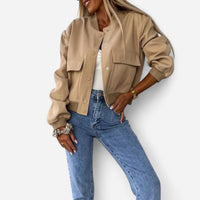 Blouson court zippé à poches
