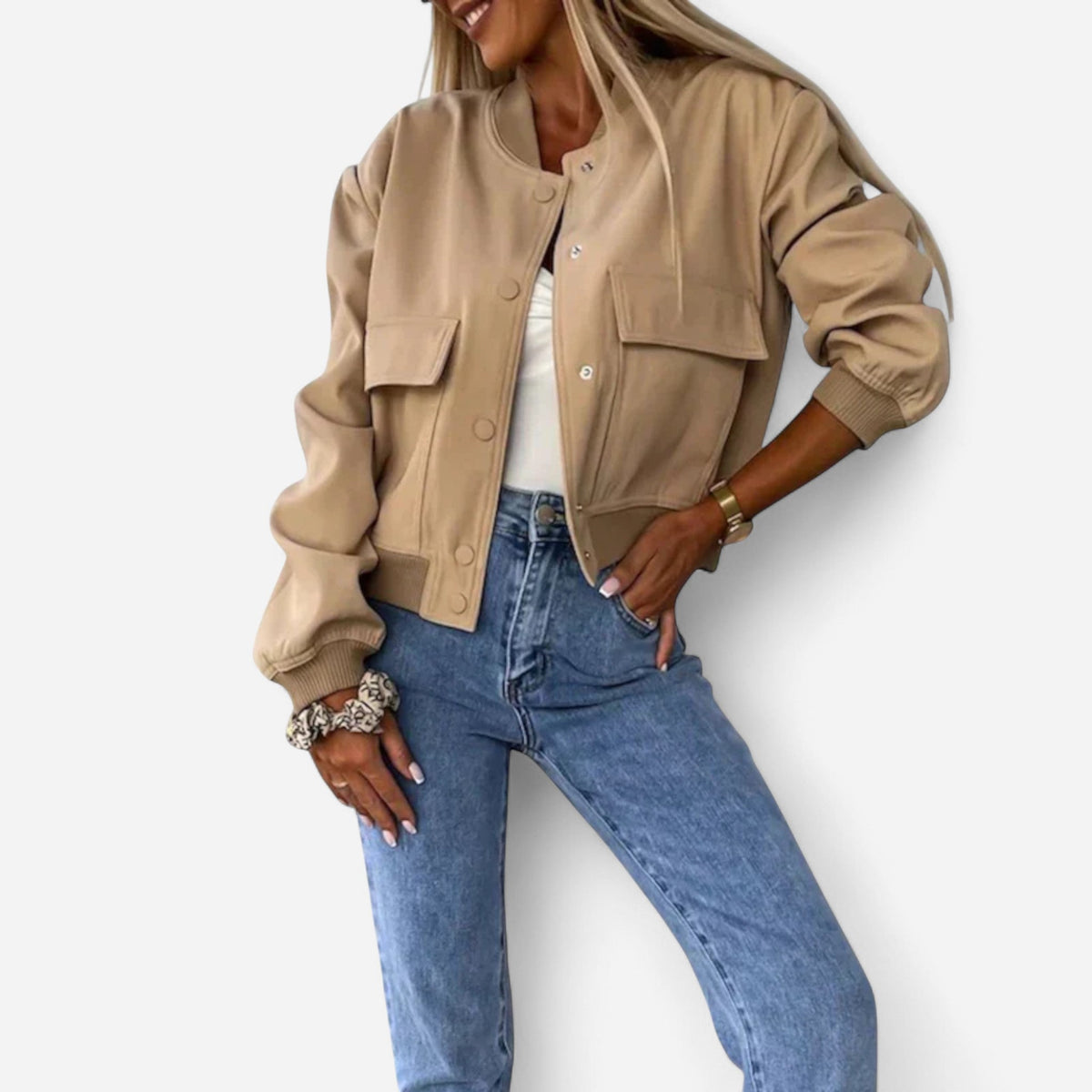 Blouson court zippé à poches