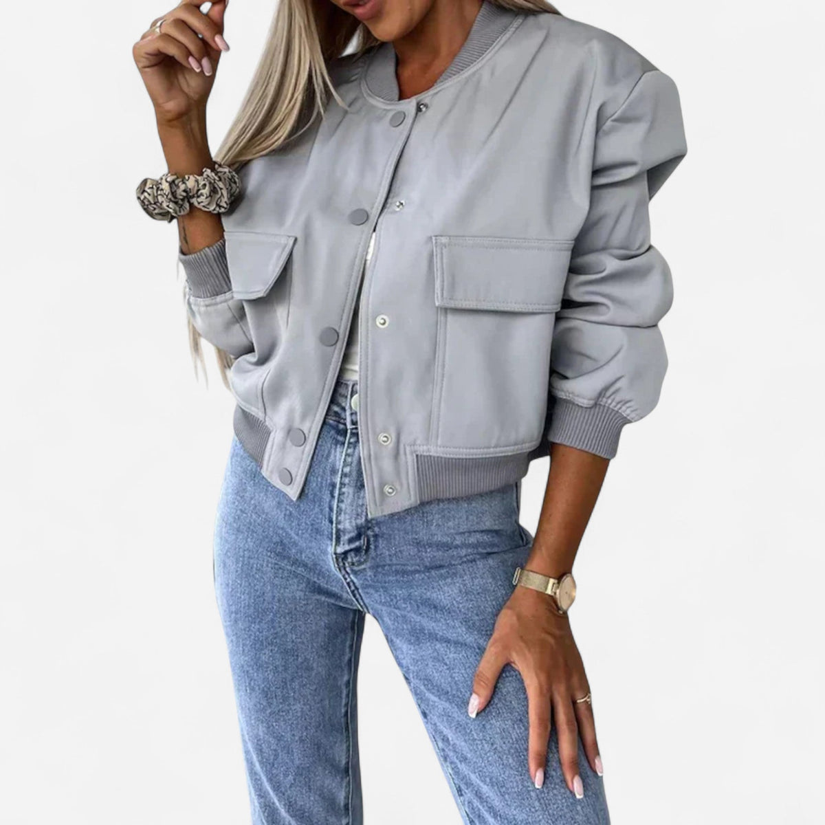 Blouson court zippé à poches