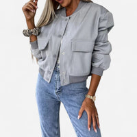 Blouson court zippé à poches