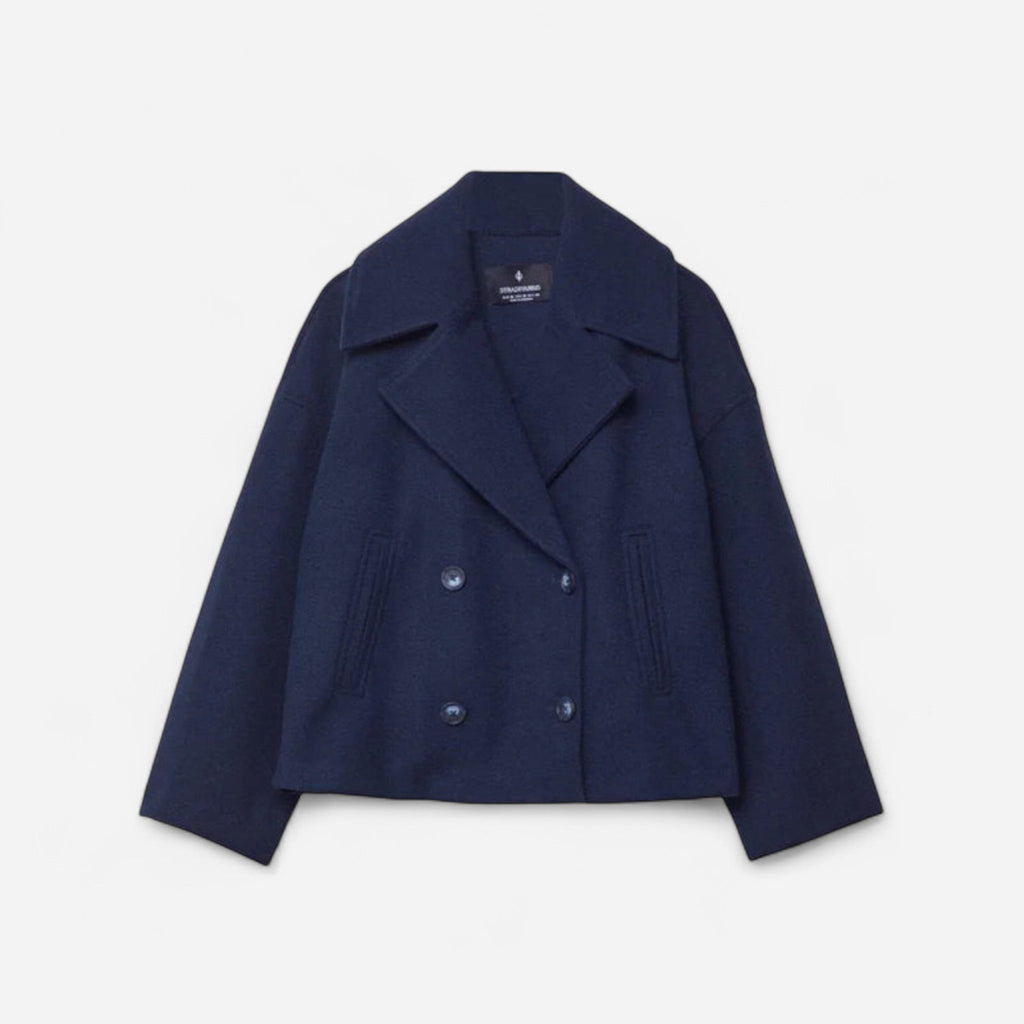 Manteau court croisé en lainage