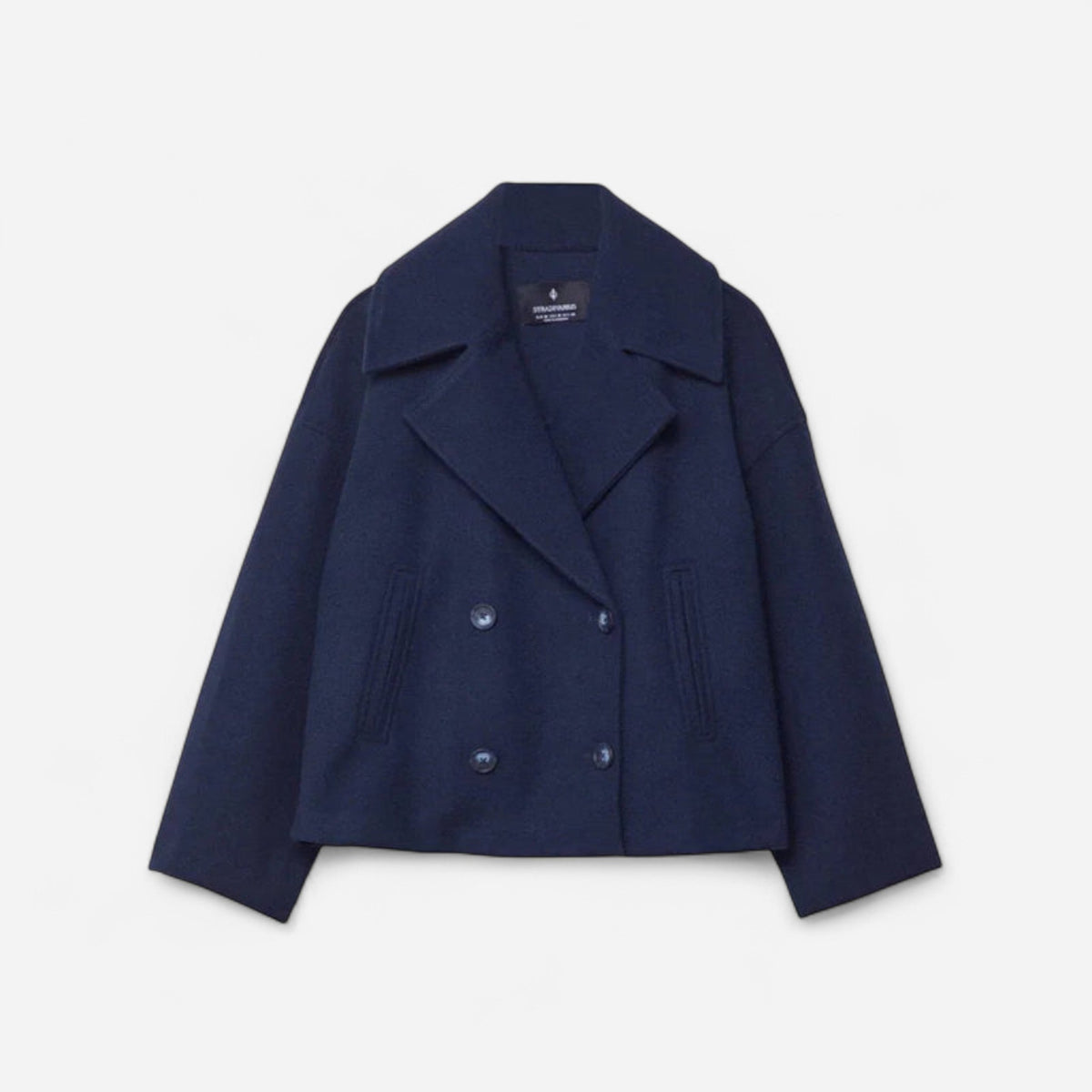 Manteau court croisé en lainage