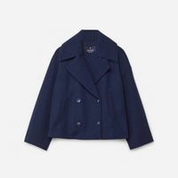 Manteau court croisé en lainage