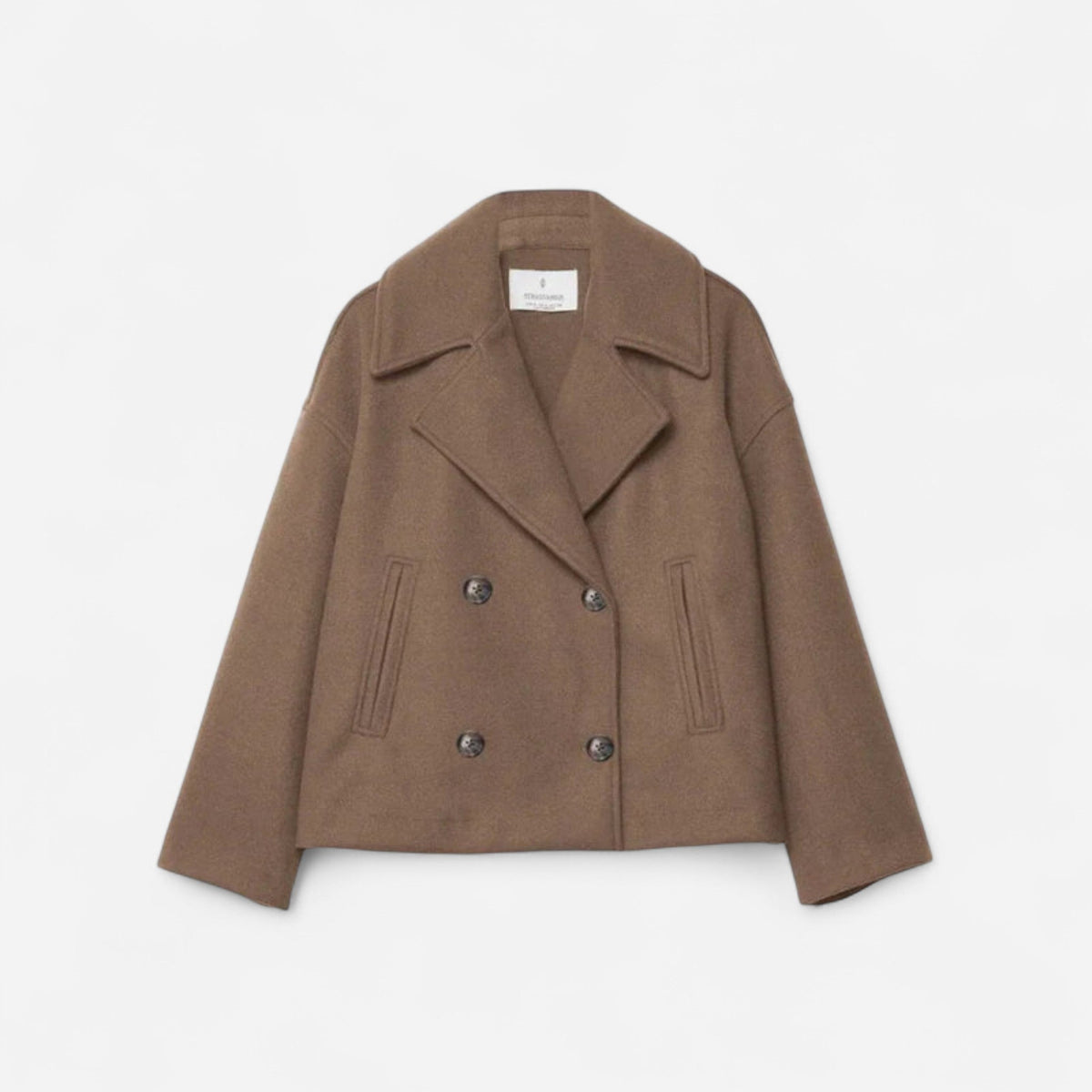 Manteau court croisé en lainage