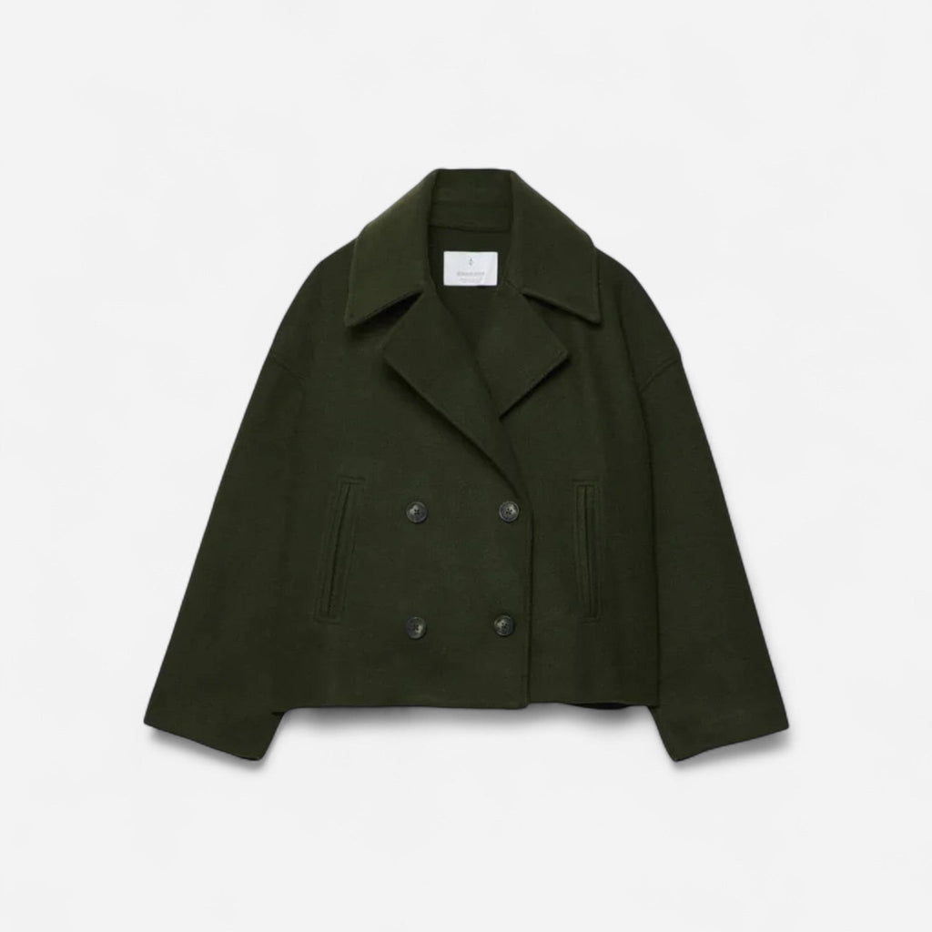 Manteau court croisé en lainage