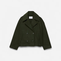 Manteau court croisé en lainage