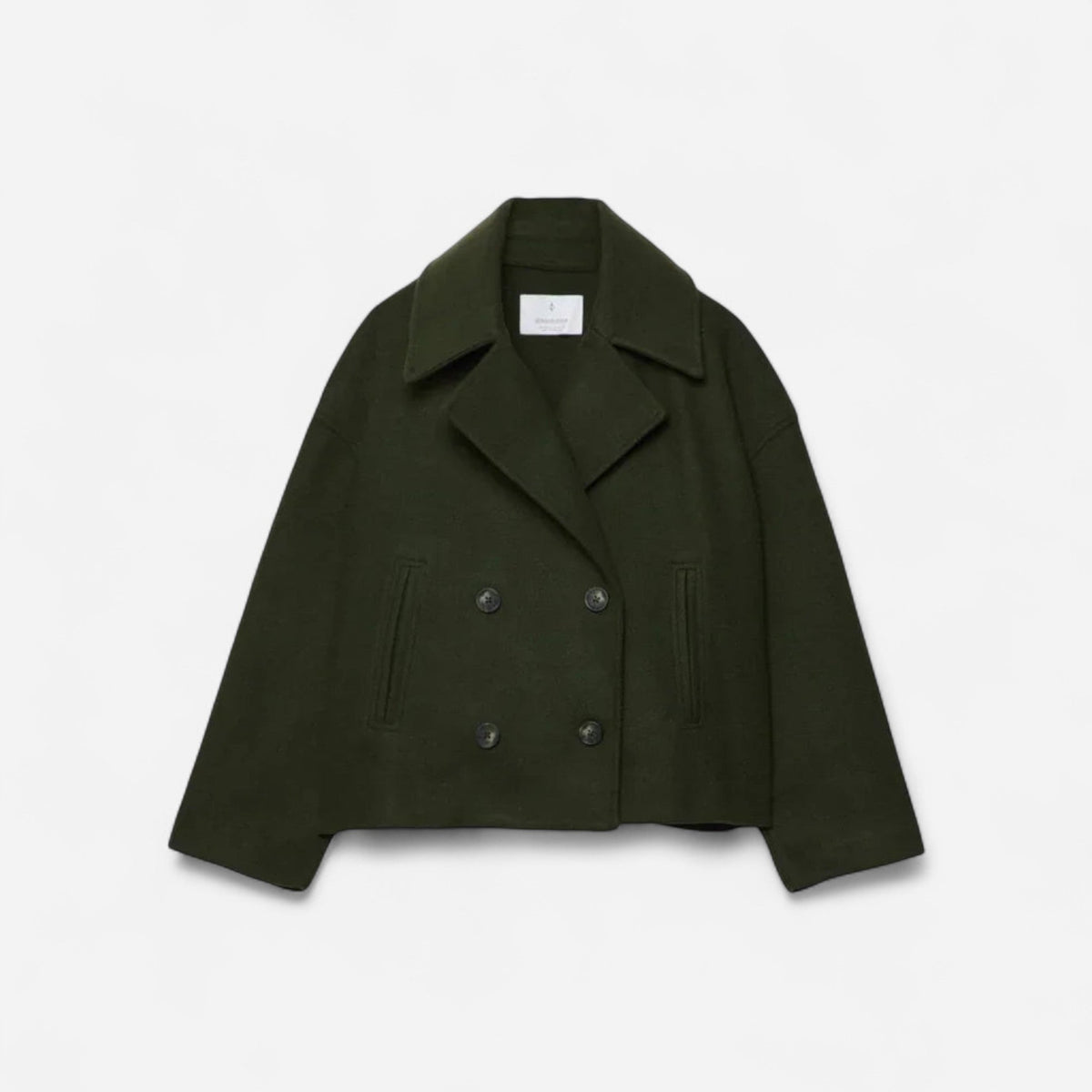 Manteau court croisé en lainage