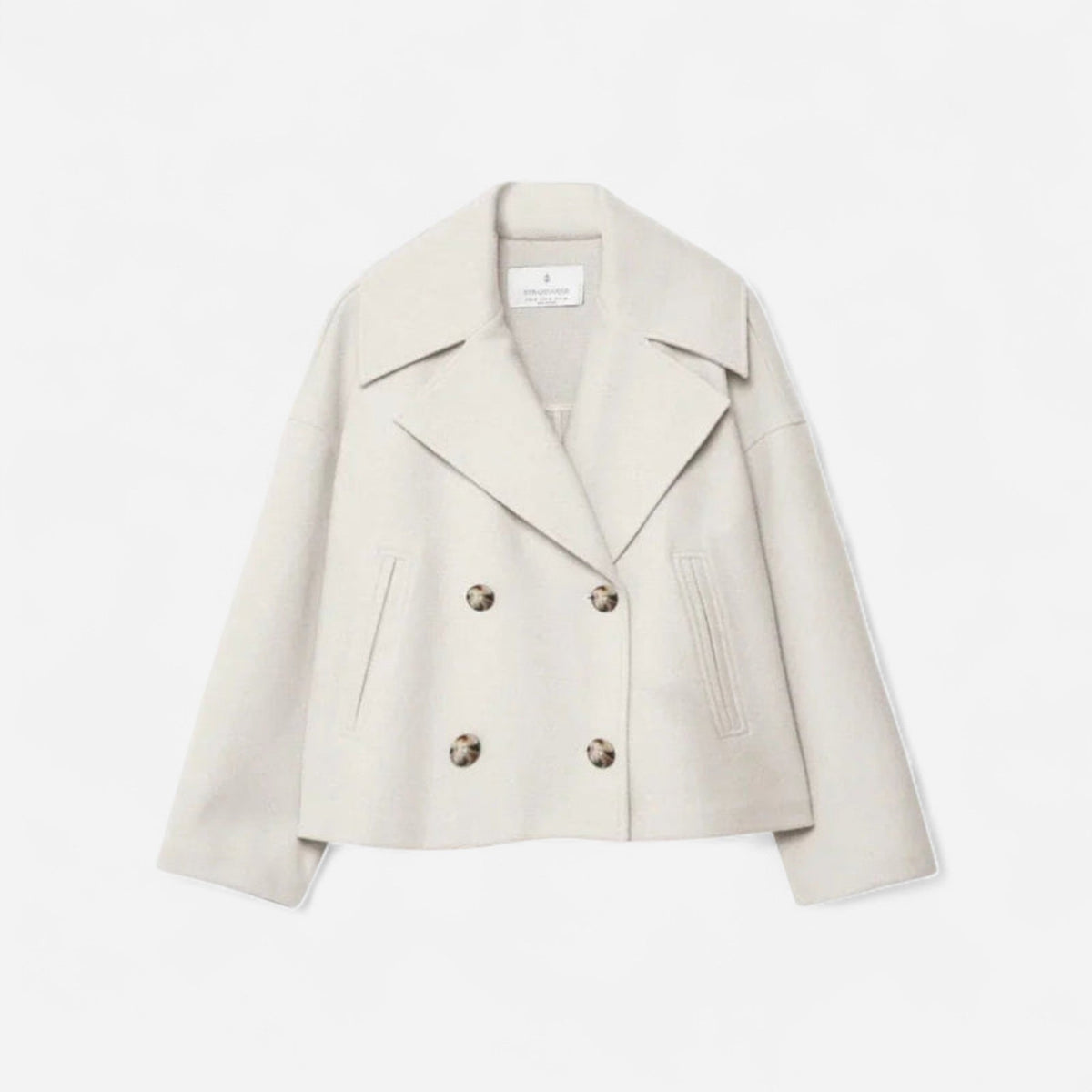 Manteau court croisé en lainage