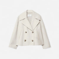 Manteau court croisé en lainage