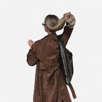 Imperméable long en suède ceinturé