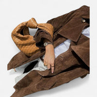 Imperméable long en suède ceinturé