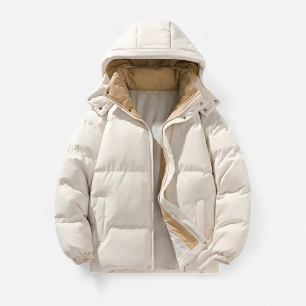 Manteau matelassé court à capuchon