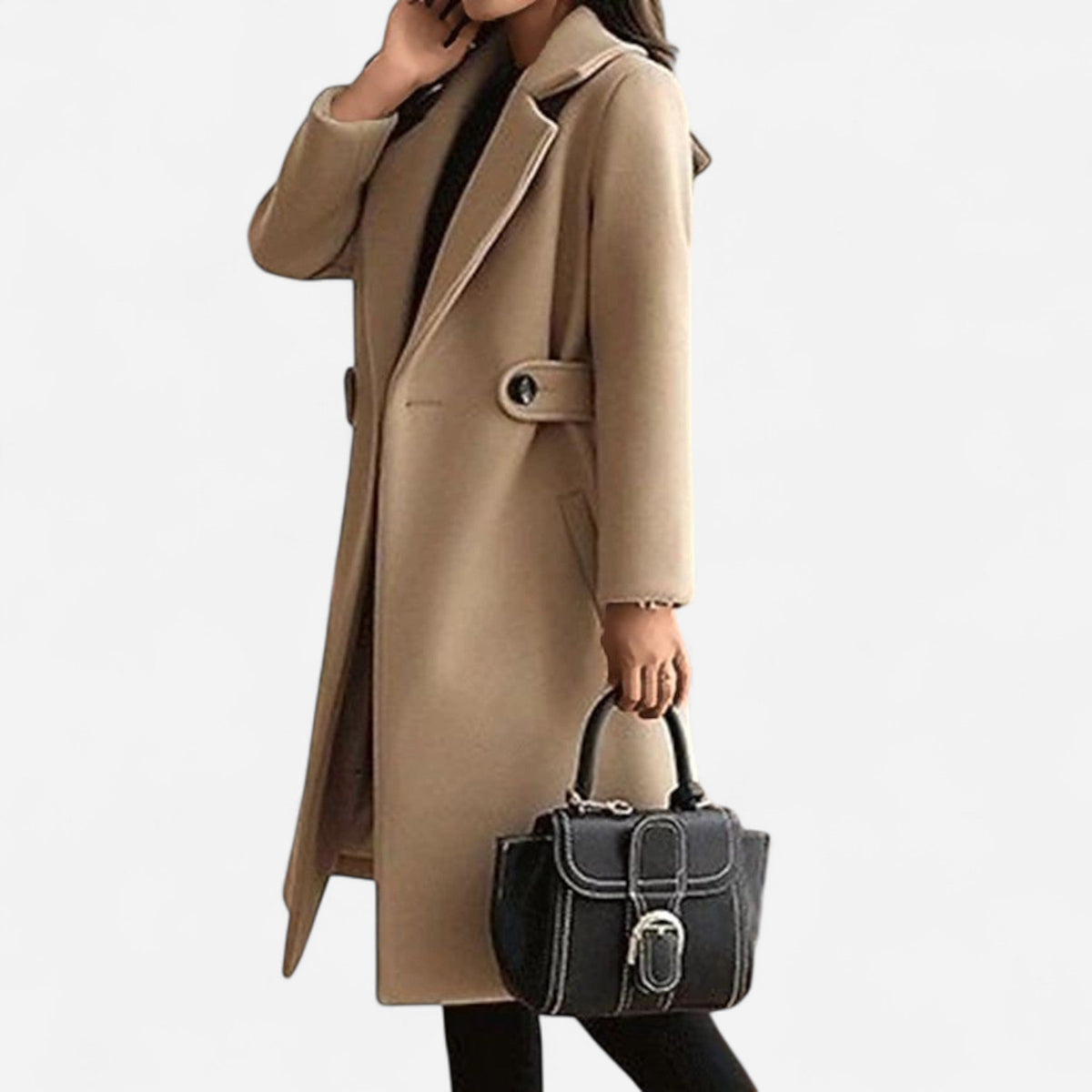 Manteau droit en laine mélangée
