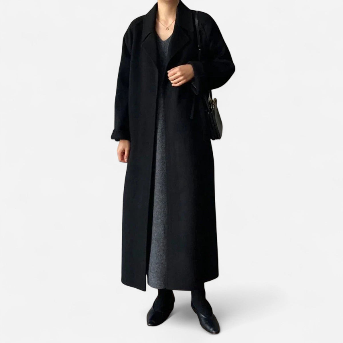 Manteau long en laine ceinturé
