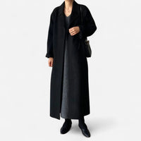 Manteau long en laine ceinturé