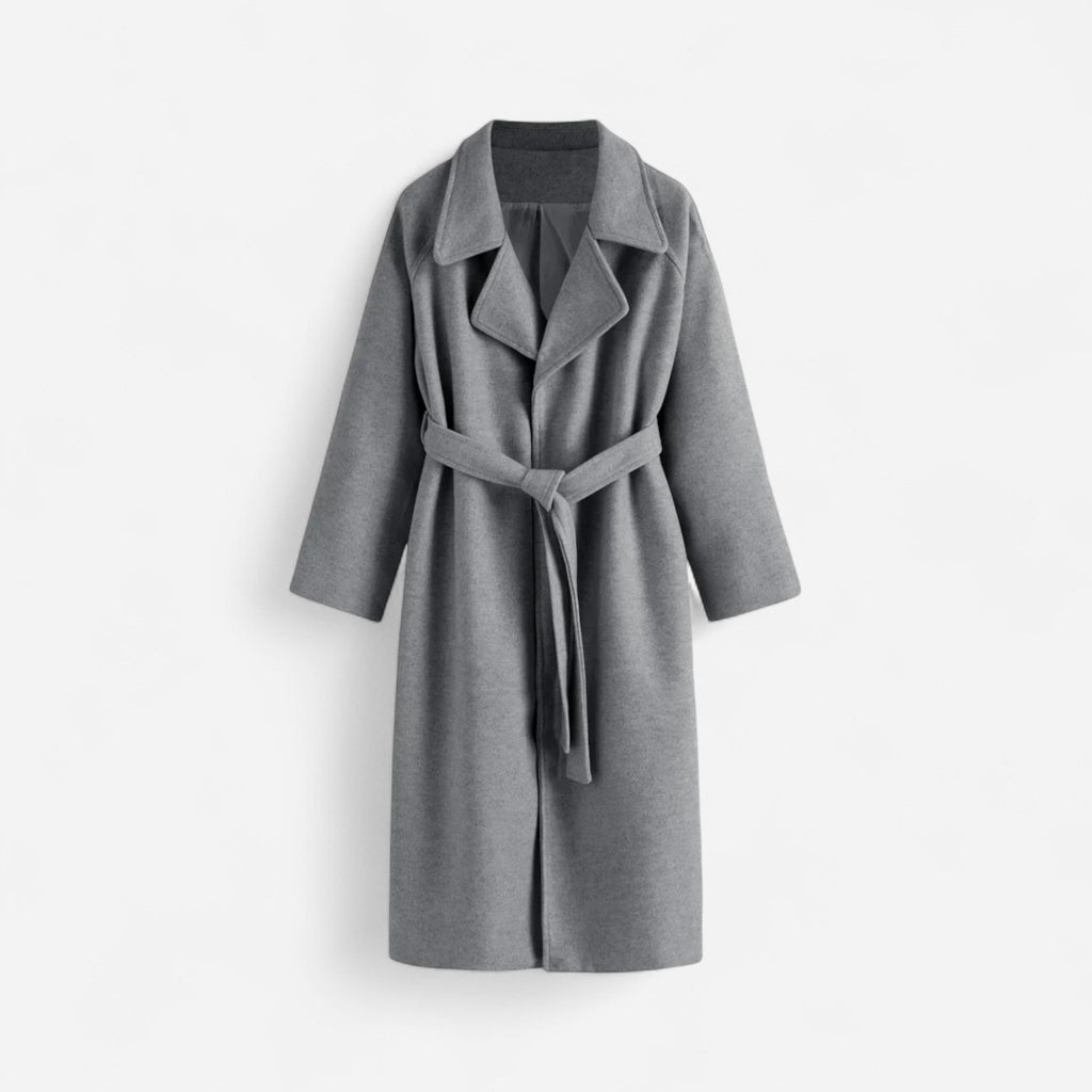 Manteau long en laine ceinturé