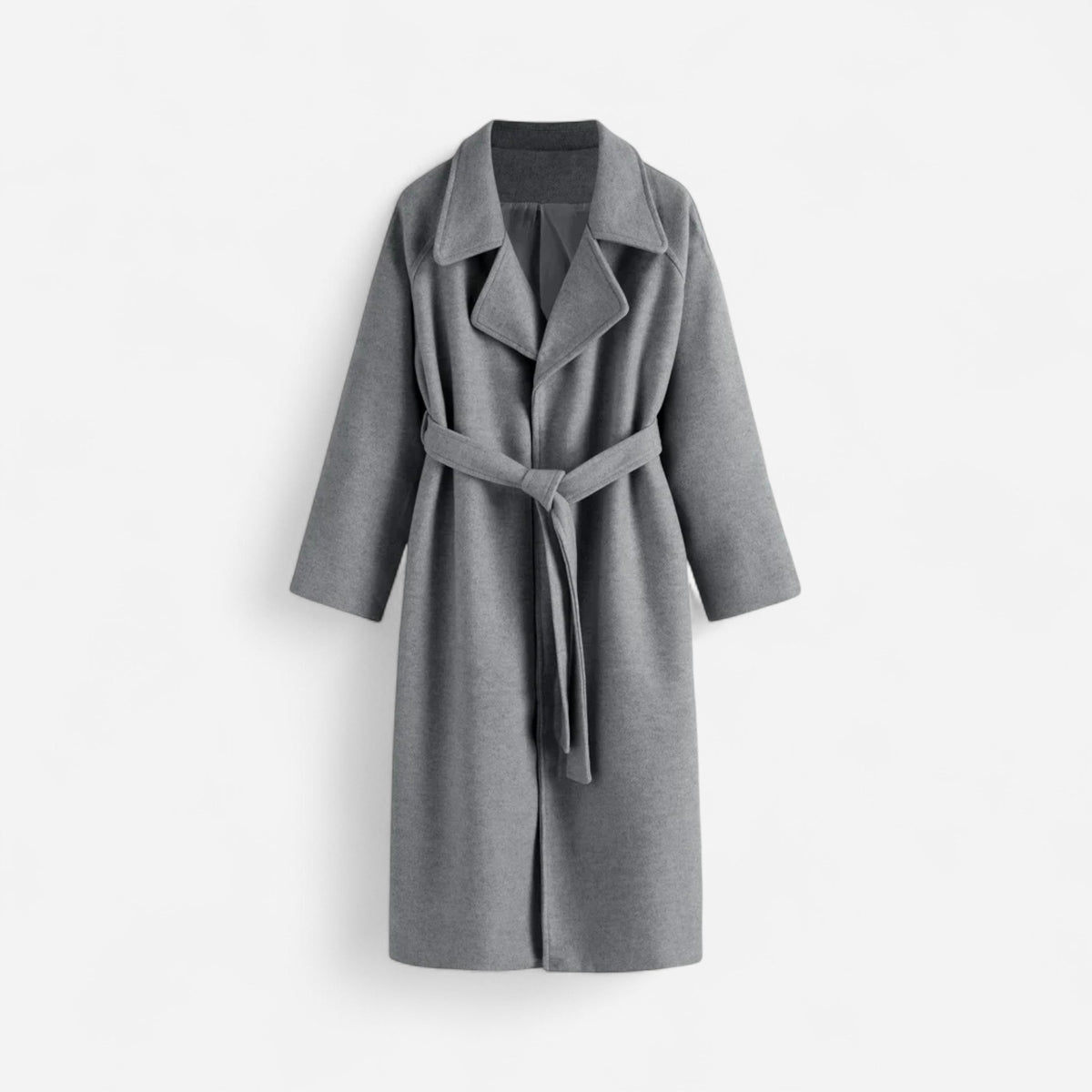 Manteau long en laine ceinturé