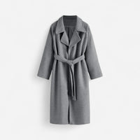 Manteau long en laine ceinturé