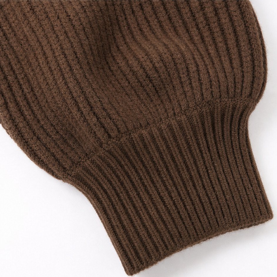 Tunique longue en tricot côtelé à boutons dorés
