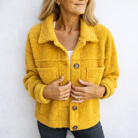 Veste-chemise en peluche teddy à boutons