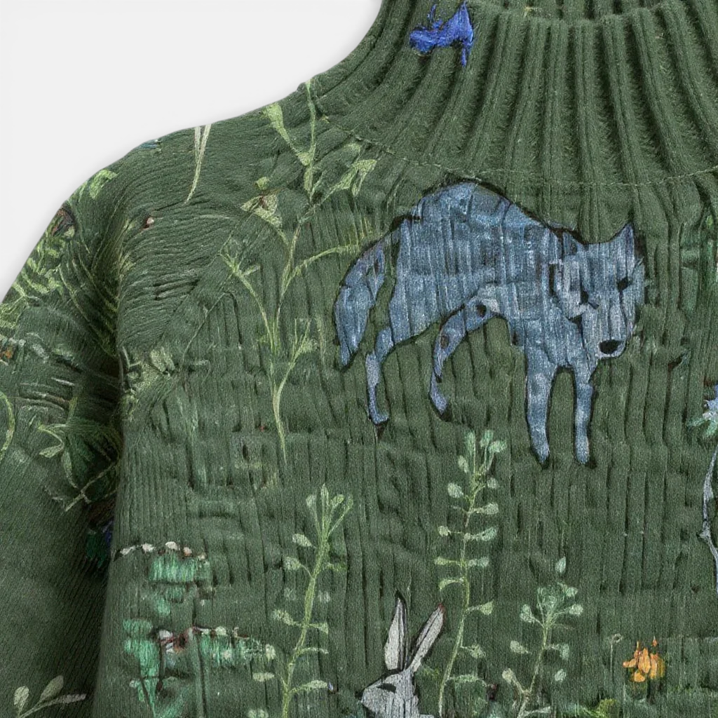 Chandail tricoté à motif forêt
