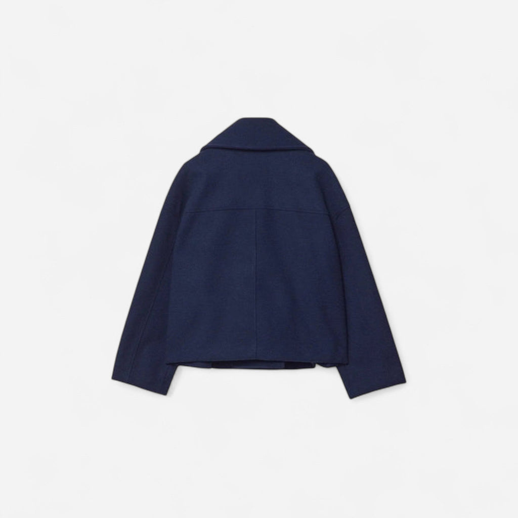 Manteau court croisé en lainage