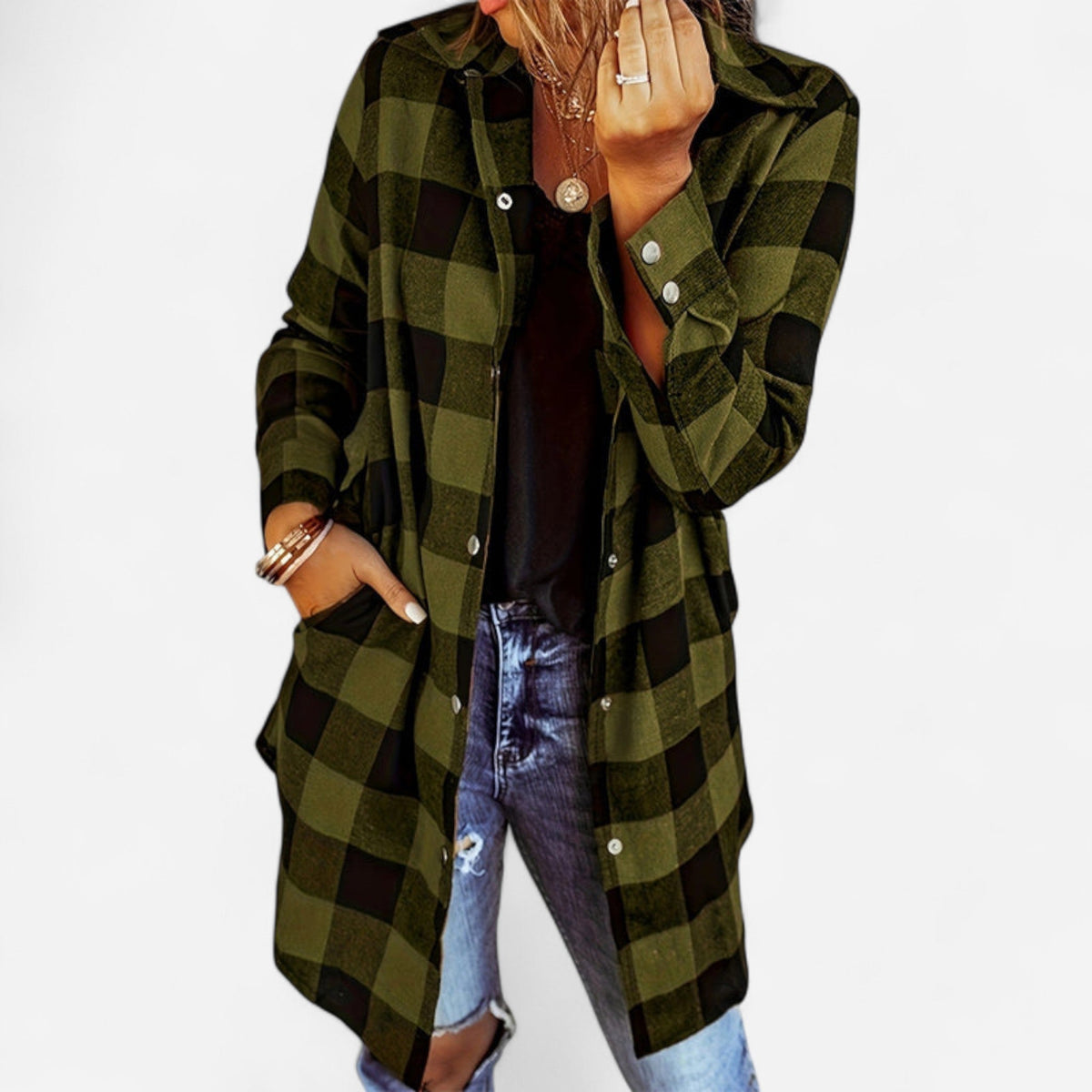 Chemise carreautée longue