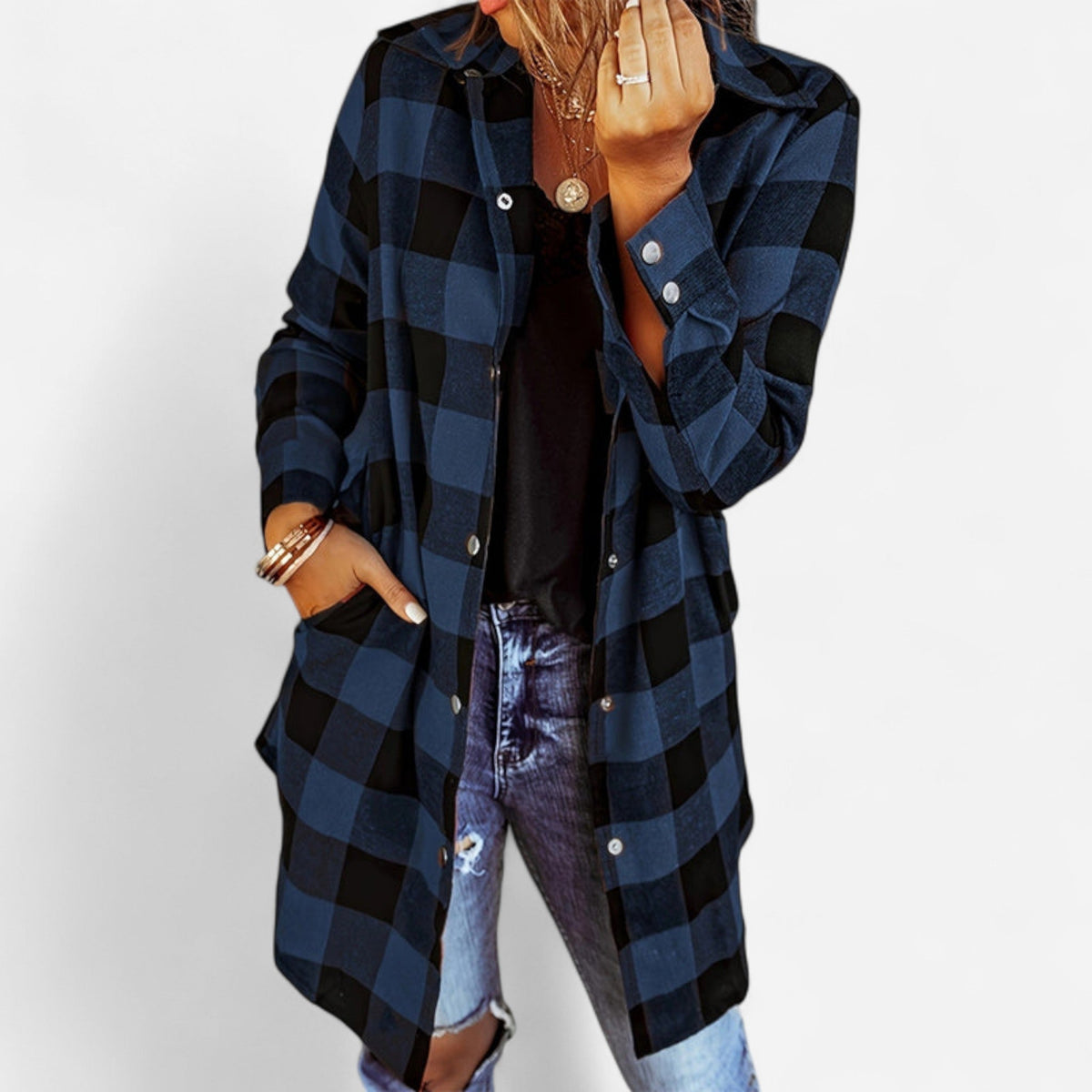 Chemise carreautée longue